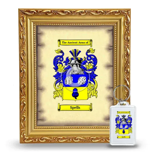Spells Framed Coat of Arms and Keychain - Gold