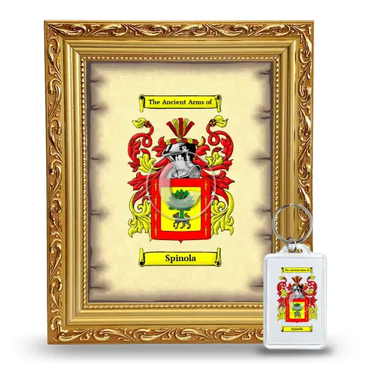 Spinola Framed Coat of Arms and Keychain - Gold