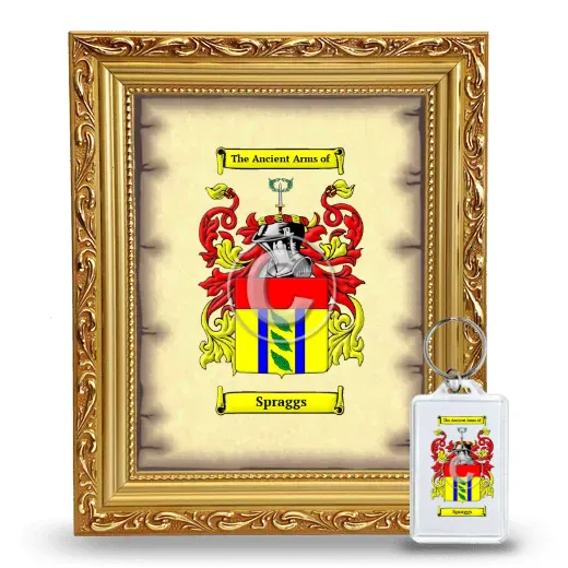 Spraggs Framed Coat of Arms and Keychain - Gold