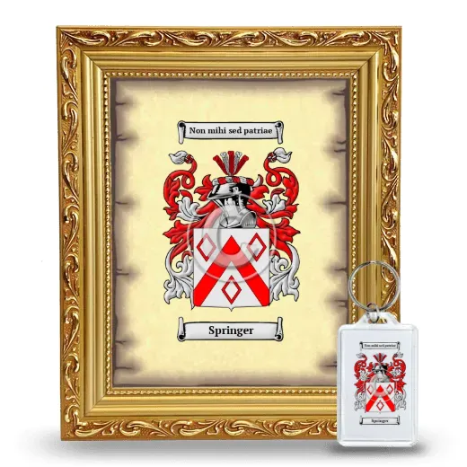 Springer Framed Coat of Arms and Keychain - Gold