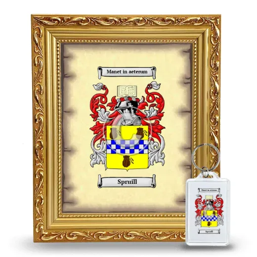 Spruill Framed Coat of Arms and Keychain - Gold