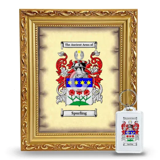 Spurling Framed Coat of Arms and Keychain - Gold