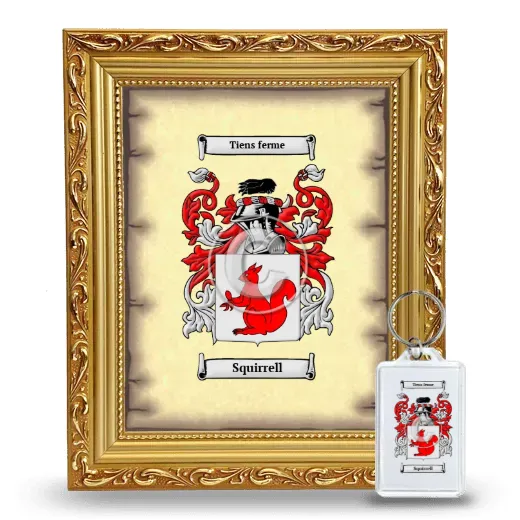 Squirrell Framed Coat of Arms and Keychain - Gold