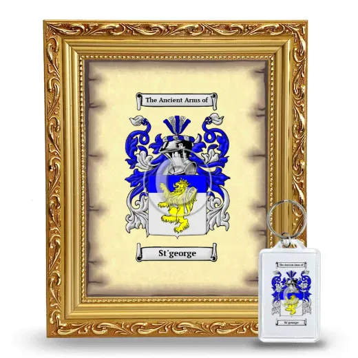 St'george Framed Coat of Arms and Keychain - Gold