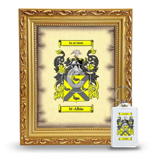 St-Albin Framed Coat of Arms and Keychain - Gold