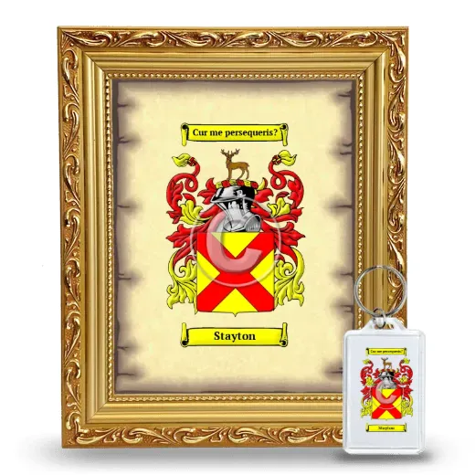 Stayton Framed Coat of Arms and Keychain - Gold