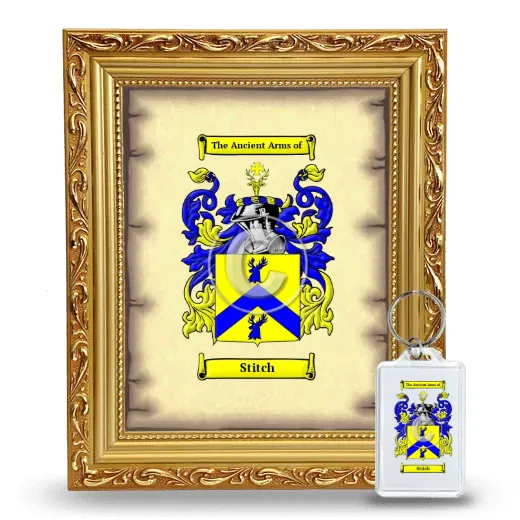 Stitch Framed Coat of Arms and Keychain - Gold