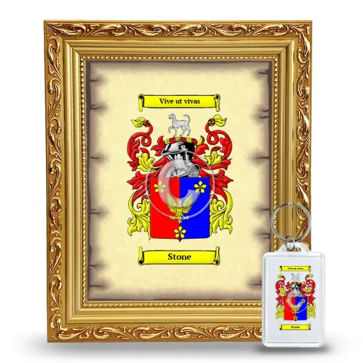 Stone Framed Coat of Arms and Keychain - Gold
