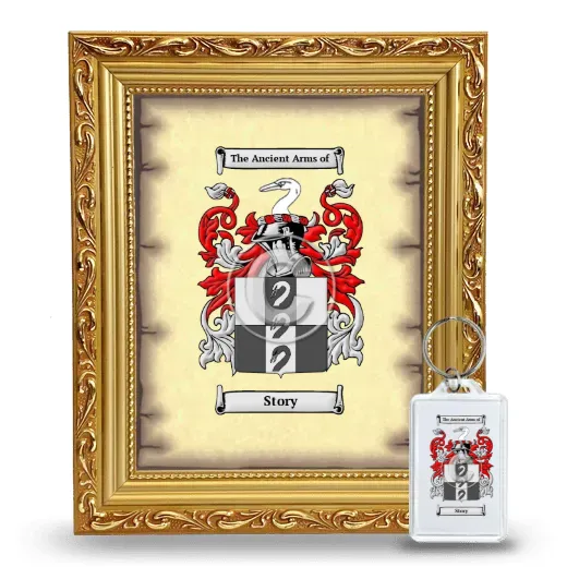 Story Framed Coat of Arms and Keychain - Gold