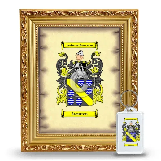 Stourton Framed Coat of Arms and Keychain - Gold