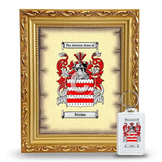 Ström Framed Coat of Arms and Keychain - Gold