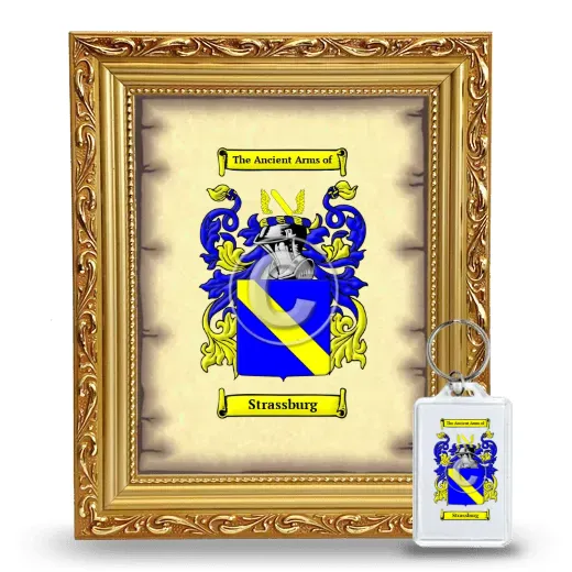 Strassburg Framed Coat of Arms and Keychain - Gold