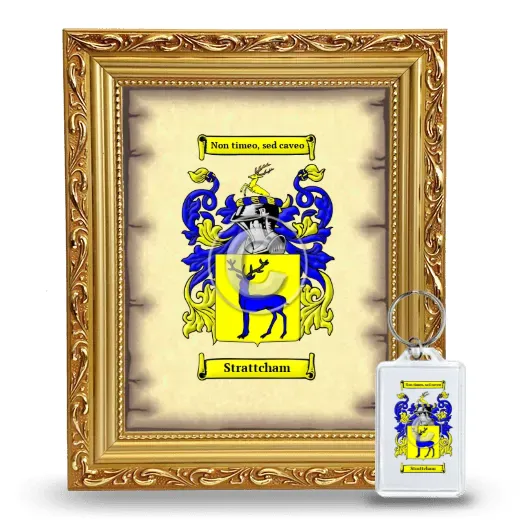 Strattcham Framed Coat of Arms and Keychain - Gold