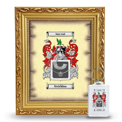Stricklan Framed Coat of Arms and Keychain - Gold
