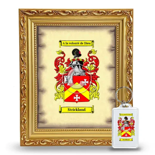 Strickland Framed Coat of Arms and Keychain - Gold