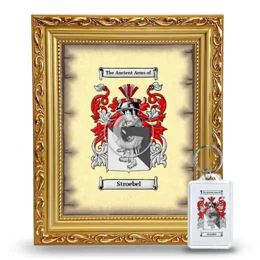 Stroebel Framed Coat of Arms and Keychain - Gold