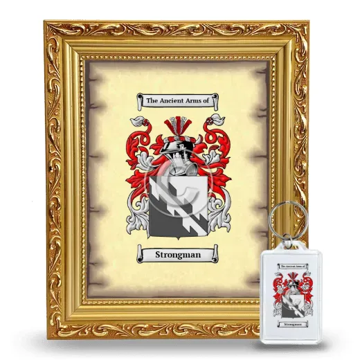 Strongman Framed Coat of Arms and Keychain - Gold