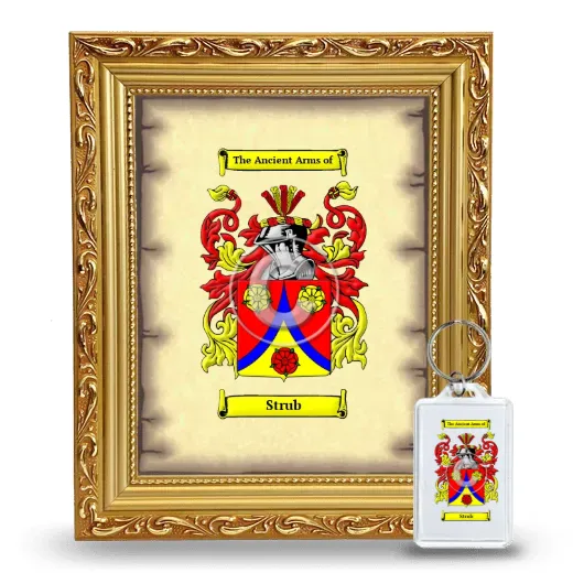 Strub Framed Coat of Arms and Keychain - Gold