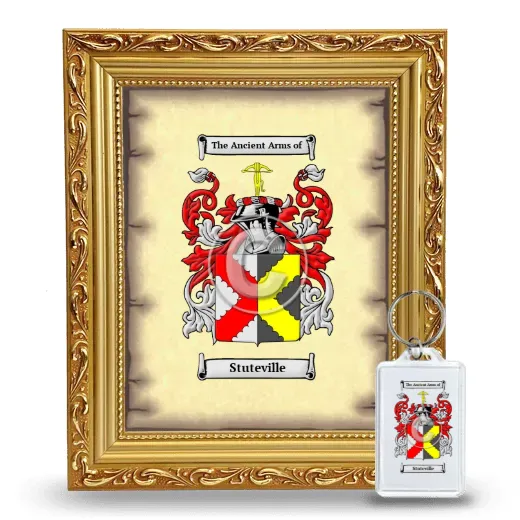 Stuteville Framed Coat of Arms and Keychain - Gold