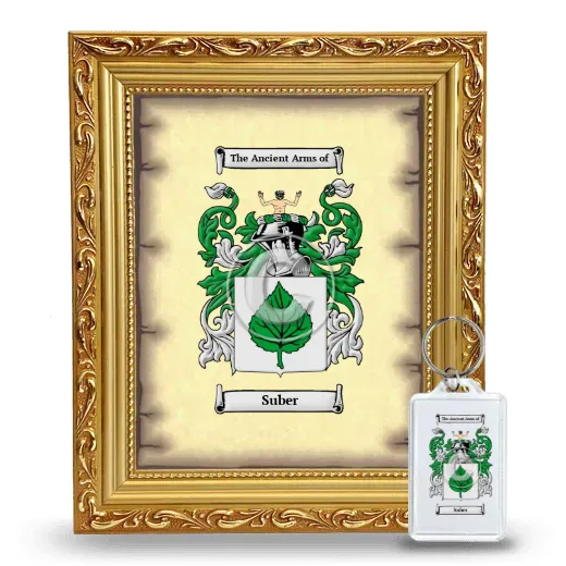 Suber Framed Coat of Arms and Keychain - Gold