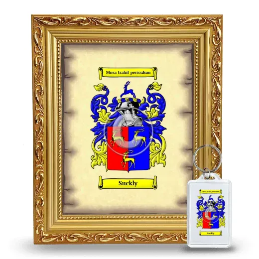 Suckly Framed Coat of Arms and Keychain - Gold
