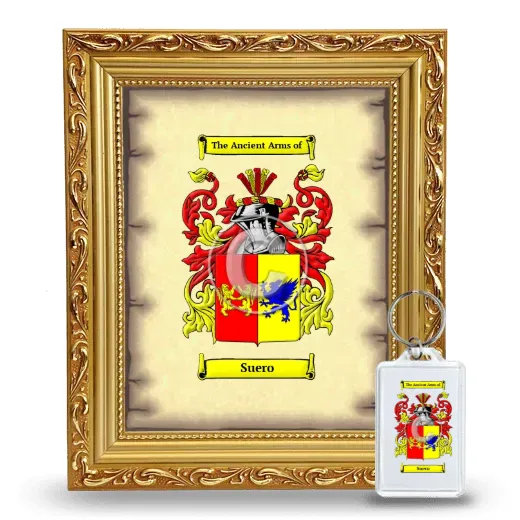 Suero Framed Coat of Arms and Keychain - Gold