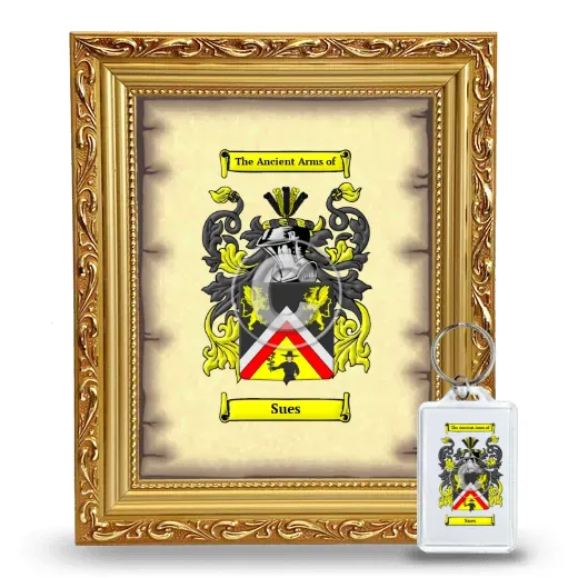 Sues Framed Coat of Arms and Keychain - Gold