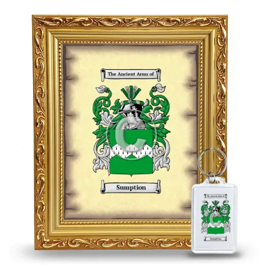 Sumption Framed Coat of Arms and Keychain - Gold