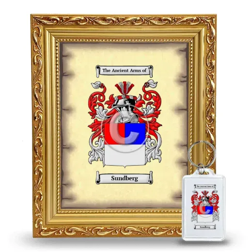 Sundberg Framed Coat of Arms and Keychain - Gold