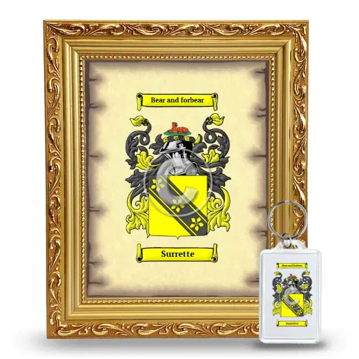 Surrette Framed Coat of Arms and Keychain - Gold