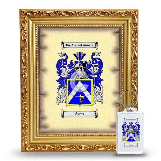 Sven Framed Coat of Arms and Keychain - Gold