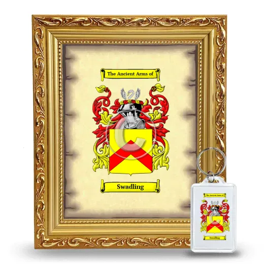 Swadling Framed Coat of Arms and Keychain - Gold