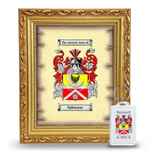 Sylvester Framed Coat of Arms and Keychain - Gold