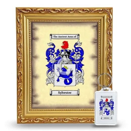 Sylvester Framed Coat of Arms and Keychain - Gold