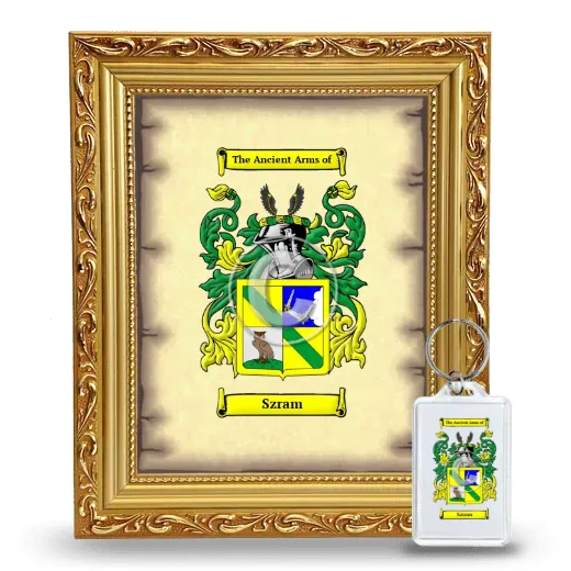 Szram Framed Coat of Arms and Keychain - Gold