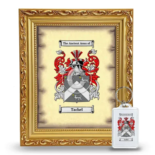 Tachel Framed Coat of Arms and Keychain - Gold