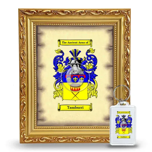 Tamburri Framed Coat of Arms and Keychain - Gold
