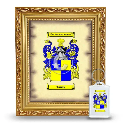 Tandy Framed Coat of Arms and Keychain - Gold