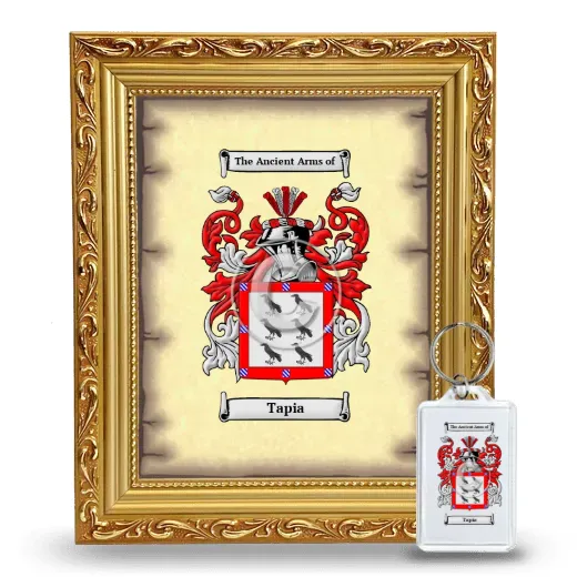 Tapia Framed Coat of Arms and Keychain - Gold
