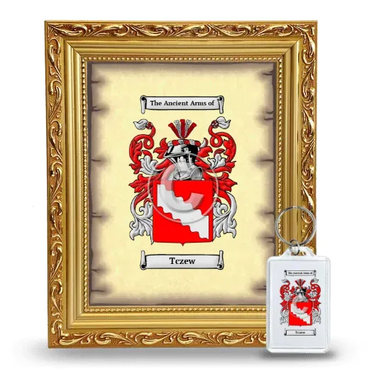 Tczew Framed Coat of Arms and Keychain - Gold
