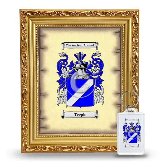 Teeple Framed Coat of Arms and Keychain - Gold