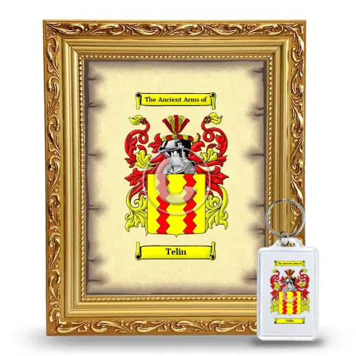 Telin Framed Coat of Arms and Keychain - Gold