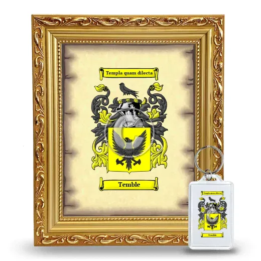 Temble Framed Coat of Arms and Keychain - Gold