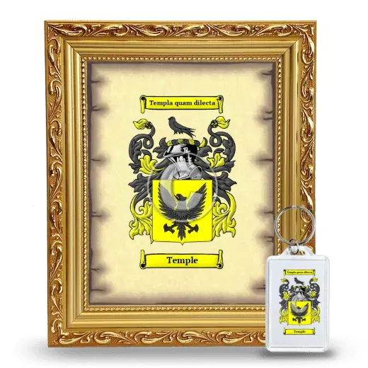 Temple Framed Coat of Arms and Keychain - Gold
