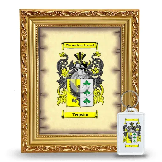 Terpstra Framed Coat of Arms and Keychain - Gold