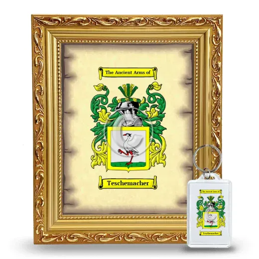 Teschemacher Framed Coat of Arms and Keychain - Gold
