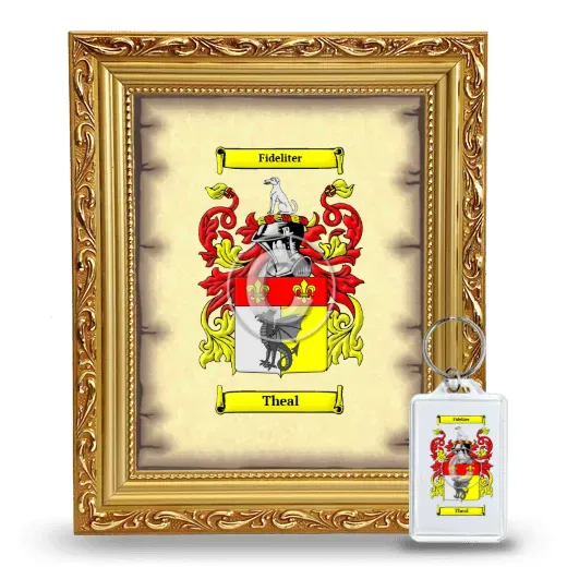 Theal Framed Coat of Arms and Keychain - Gold