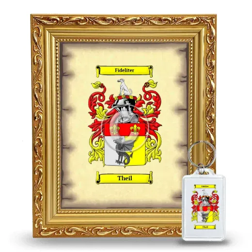 Theil Framed Coat of Arms and Keychain - Gold