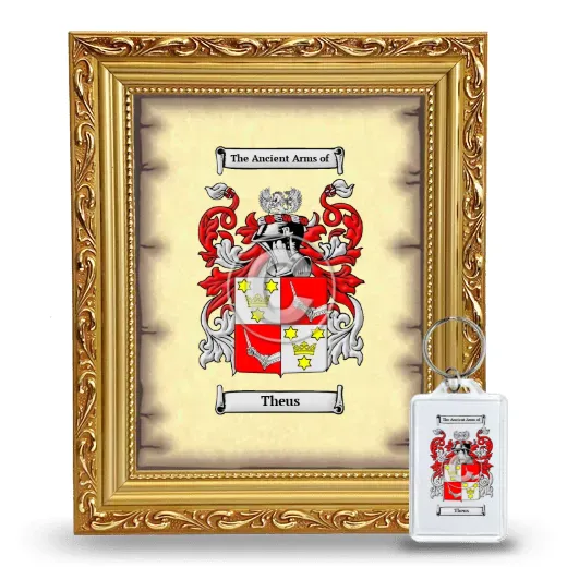 Theus Framed Coat of Arms and Keychain - Gold