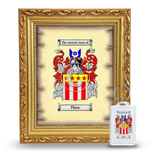 Thew Framed Coat of Arms and Keychain - Gold